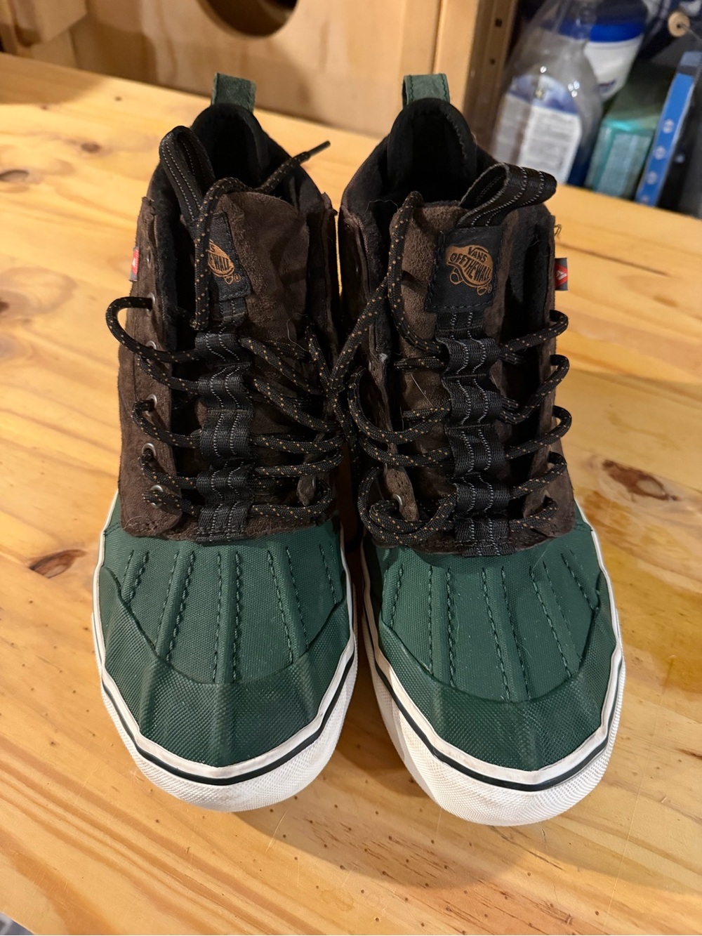 Vans Men’s Green and Brown High-Top Duck Boot Sneakers